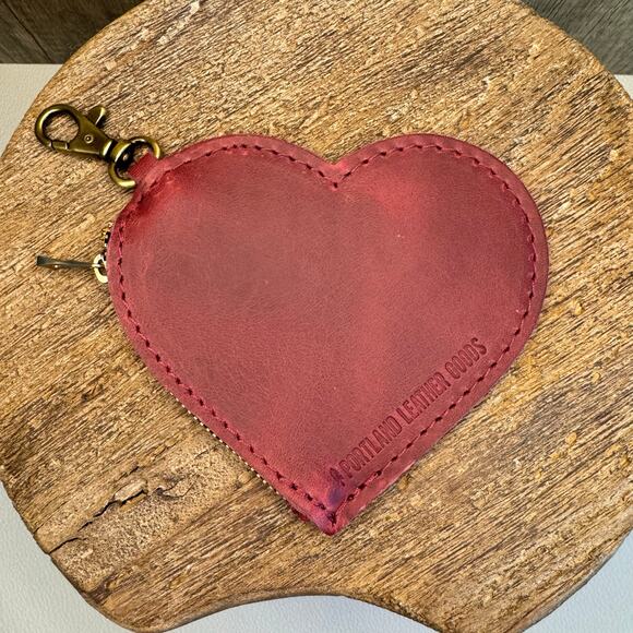 Portland Leather Heart Keychain Pouch FAST SHIP ANENOME Pink Heart NEW - Picture 1 of 3